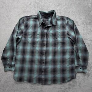 Sullen Art Collective Shirt‎ Mens 2XL Green Black Plaid Button Up Flannel